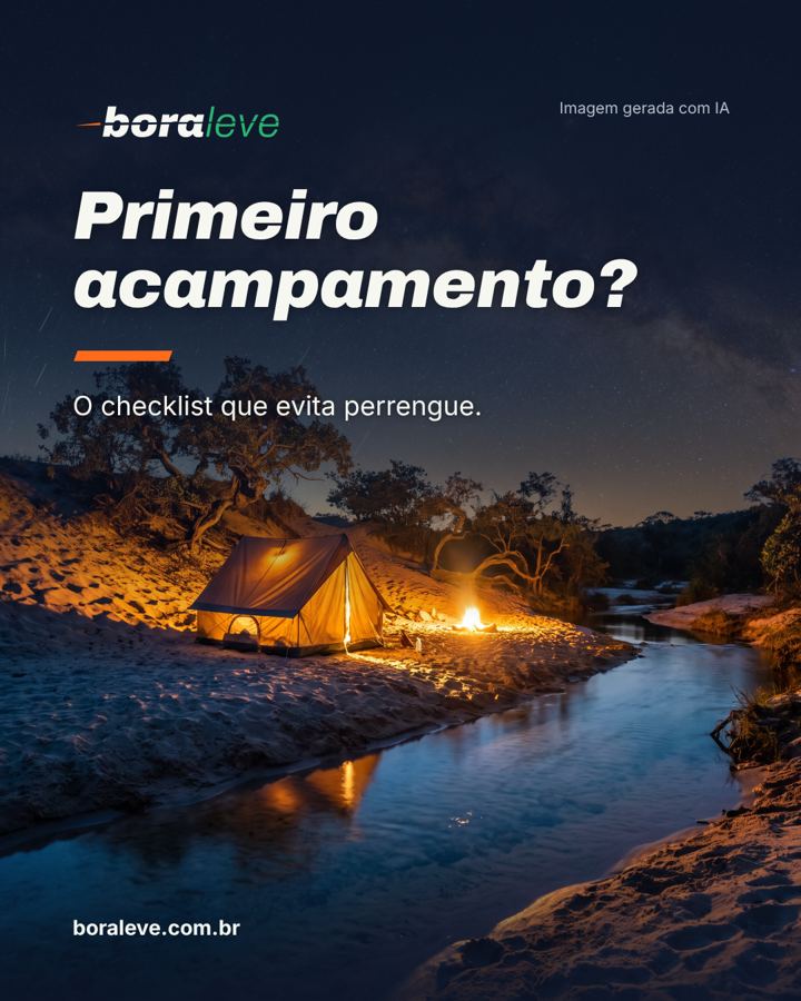 Capa do guia Checklist do primeiro acampamento. Imagem gerada com IA.