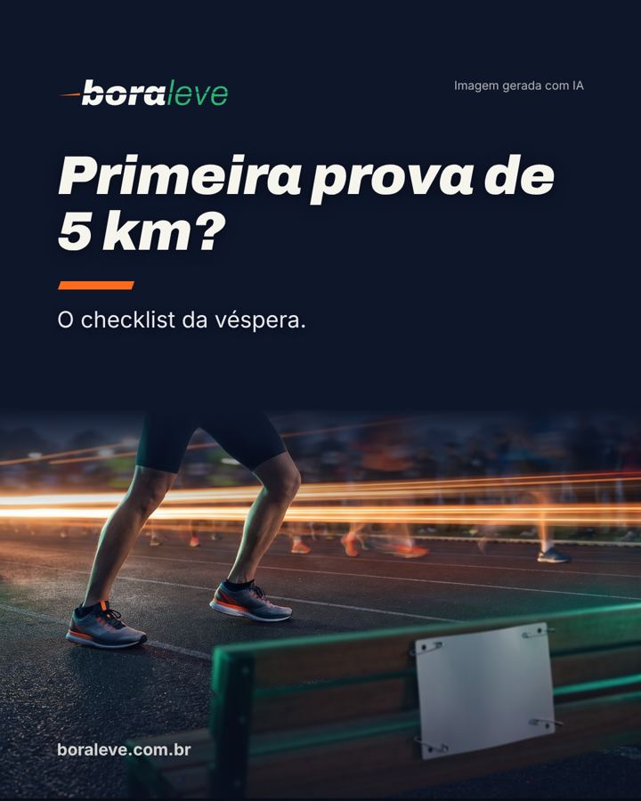 Capa do guia Primeira prova de 5 km: o checklist da véspera. Imagem gerada com IA.