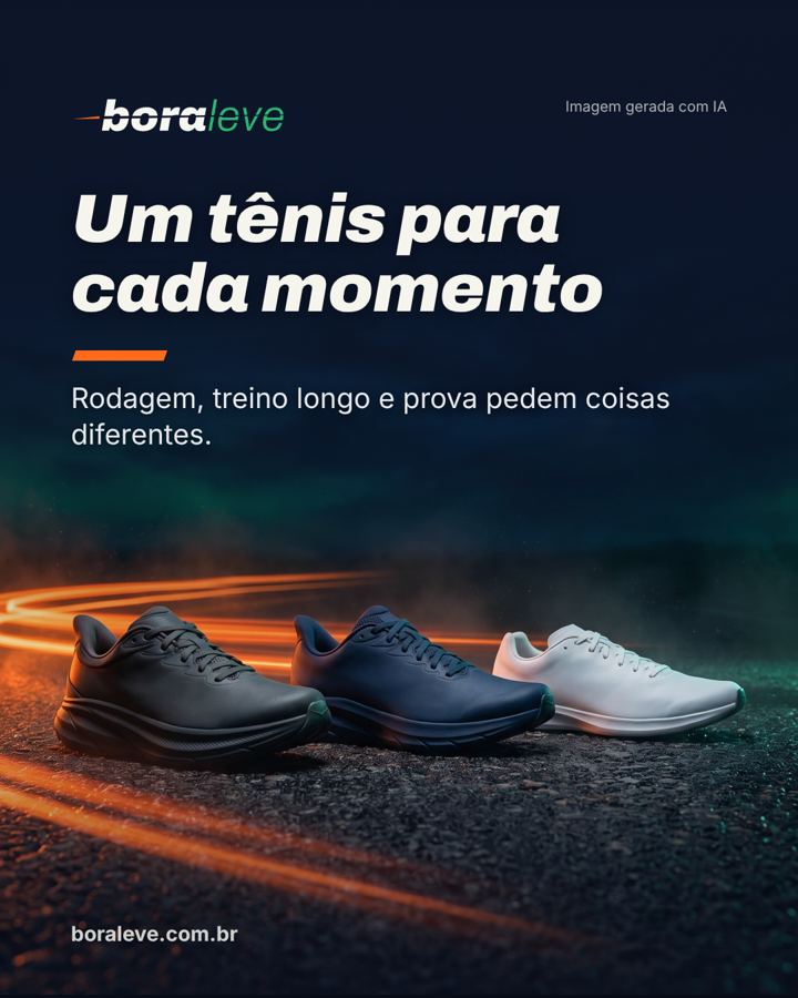 Capa do guia Tênis de rodagem, treino longo e prova: qual a diferença. Imagem gerada com IA.